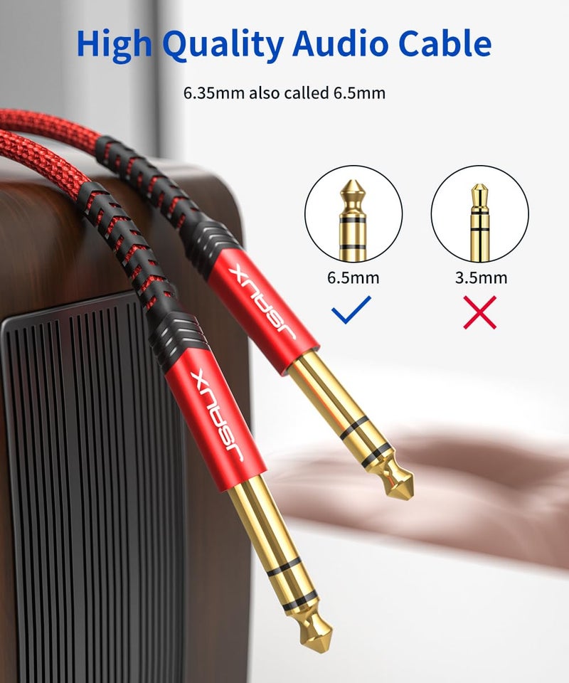 JSAUX 1/4 Inch Guitar Instrument Cable 4FT, 6.35mm (1/4) TRS to 6.35mm (1/4) TRS Stereo Audio Cable Male to Male Straight-to-Straight for Electric Guitar, Bass, Electric Mandolin-Red - Image 2